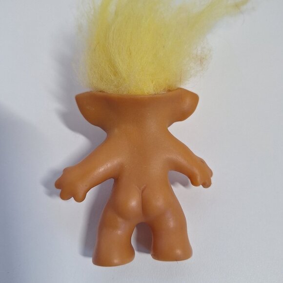 Vintage 60s Wishnik Clown Troll Doll Long Yellow Hair & Pink Yellow Outfit 3" - Picture 7 of 9